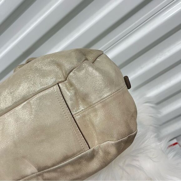 • COACH Shimmer Champagne Leather Carryall Tote Gallery Shoulder Bag - Picture 9 of 13